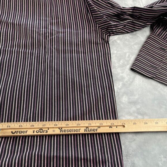 Everett Hall Dress Shirt Mens 43 17 Pink Black Striped French Cuff Made in Italy - Picture 11 of 16
